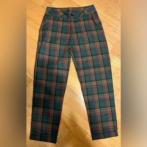 Plaid mid rise straight pant